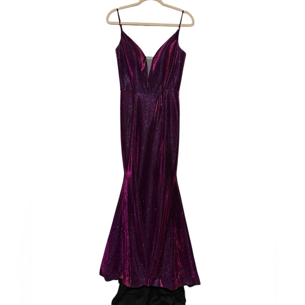 Ellie Wilde Hit Pink Purple Glitter Metallic Mermaid Corset Prom‎ Formal Dress 8